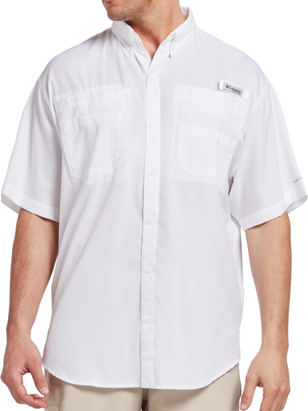 Columbia Men’s Short-Sleeve Button-Down Fishing Shirt — White